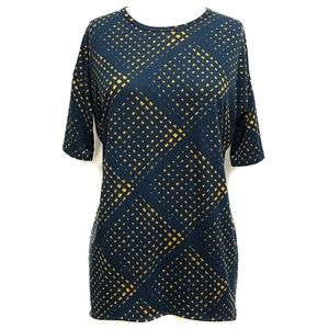 Lularoe Simply Comfortable Oversized Tunic Size XXS High Low Navy Gold Stretch